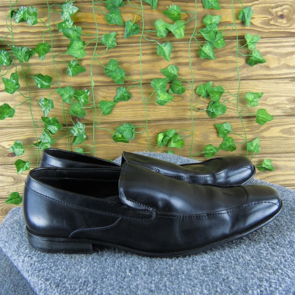 Marc Anthony Men's  Loafer Black Leather Size 12‎ Medium Gently Used 2025